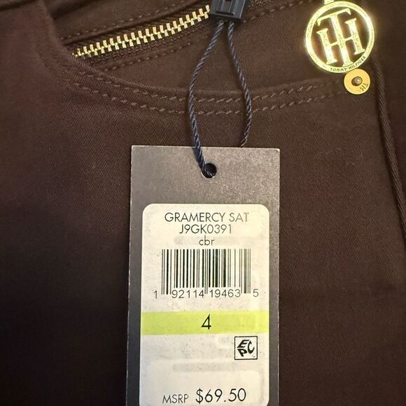 NWT Tommy Hilfiger Chocolate Brown Gramercy Sateen Skinny Ankle Pull On Jeans 4 - Picture 7 of 9